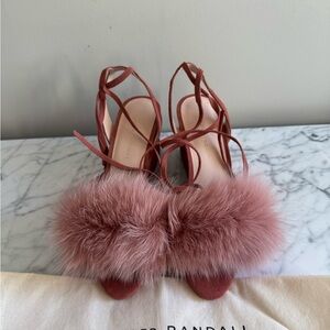 Loeffler Randall Dusty Pink Fur Strap Heels